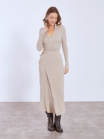 Φόρεμα κρουαζέ μάξι με γιακά WT7910.8028+4