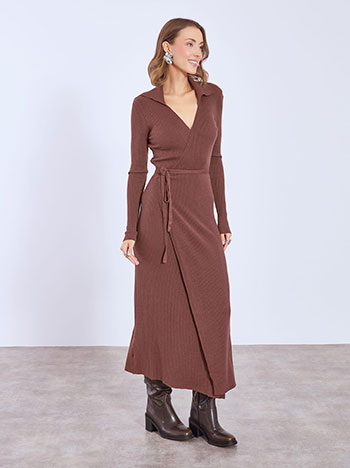 Φόρεμα κρουαζέ μάξι με γιακά WT7910.8028+3