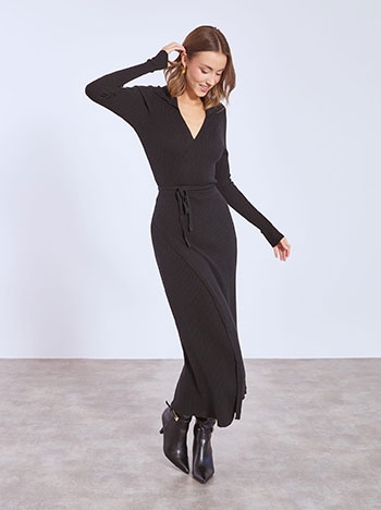 Φόρεμα κρουαζέ μάξι με γιακά WT7910.8028+1