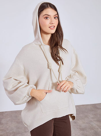 Πουλόβερ με κουκούλα και balloon μανίκι WT7932.4330+4