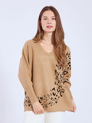 Πουλόβερ με animal print λεπτομέρεια WT7932.4396+3