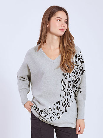 Πουλόβερ με animal print λεπτομέρεια WT7932.4396+2