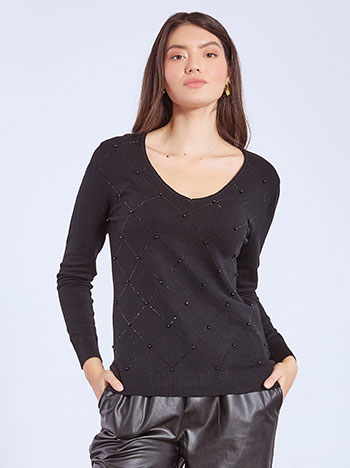 Πουλόβερ με strass ρόμβους WT7932.4650+1