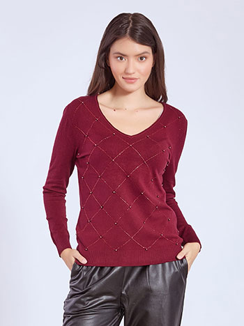 Πουλόβερ με strass ρόμβους WT7932.4650+6