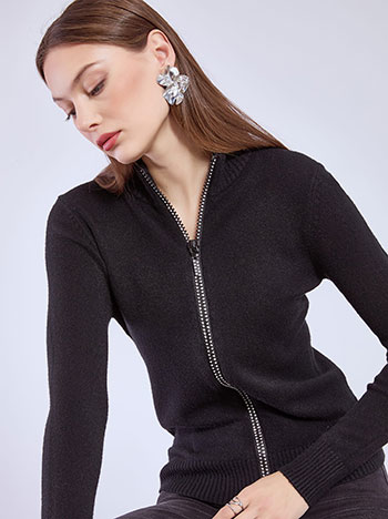 Ζακέτα με strass φερμουάρ WT7932.5870+1