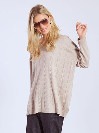 Πουλόβερ μεταλλιζέ με ανάγλυφα σχέδια WT7948.4002+5