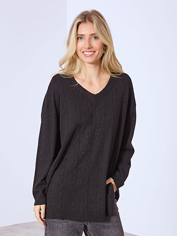 Πουλόβερ μεταλλιζέ με ανάγλυφα σχέδια WT7948.4002+1