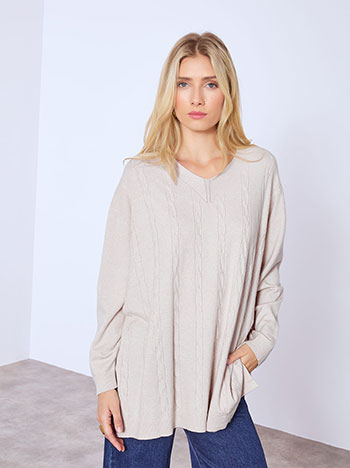 Πουλόβερ μεταλλιζέ με ανάγλυφα σχέδια WT7948.4002+4