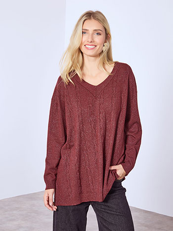 Πουλόβερ μεταλλιζέ με ανάγλυφα σχέδια WT7948.4002+6