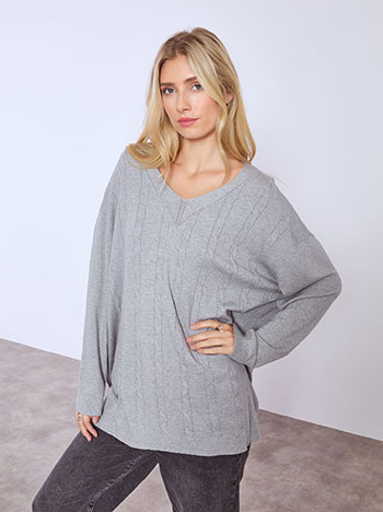 Πουλόβερ μεταλλιζέ με ανάγλυφα σχέδια WT7948.4002+2