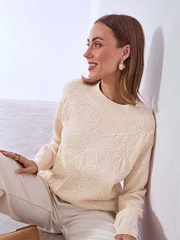 Πουλόβερ με ανάγλυφα πλεκτά σχέδια WT7948.4212+3