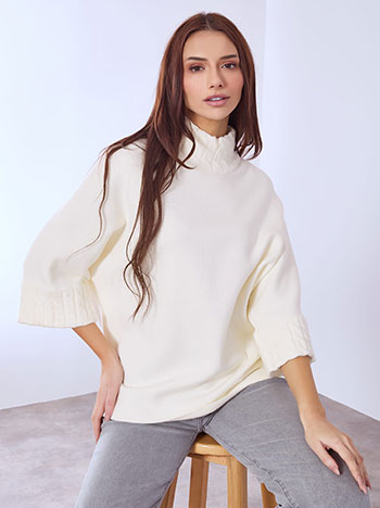 Πουλόβερ με ανάγλυφη λαιμόκοψη WT7948.4509+3