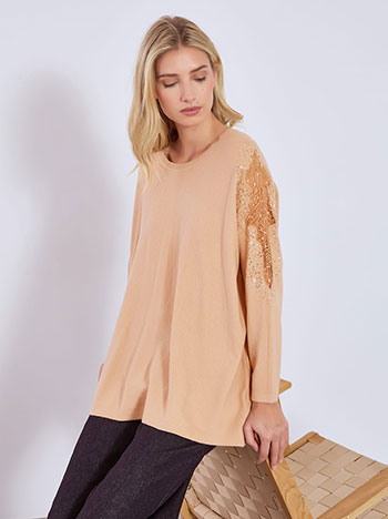 Πουλόβερ με δαντέλα και παγιέτες WT7948.4756+2