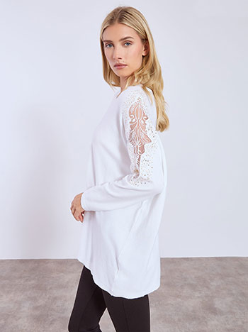 Πουλόβερ με δαντέλα και παγιέτες WT7948.4756+1