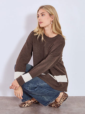 Πουλόβερ με ρίγα και παγιέτες WT7948.4911+3