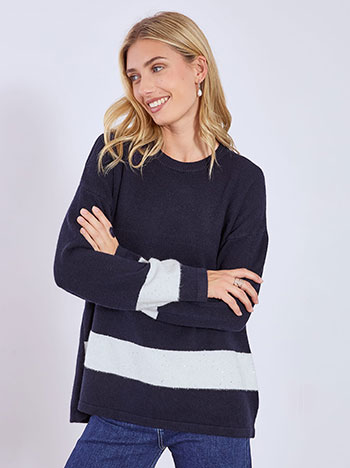 Πουλόβερ με ρίγα και παγιέτες WT7948.4911+5