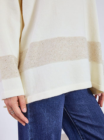 Πουλόβερ με ρίγα και παγιέτες WT7948.4911+2