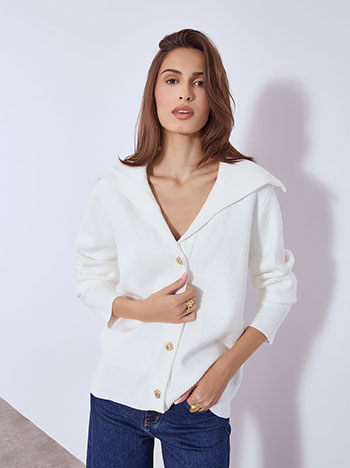 Ζακέτα μονόχρωμη με γιακά WT7948.5682+3