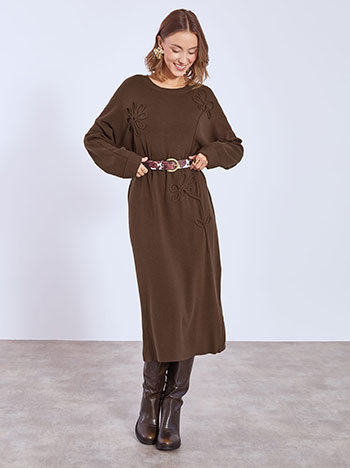 Φόρεμα μίντι με ανάγλυφα λουλούδια WT7948.8781+3 φωτογραφία