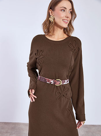 Φόρεμα μίντι με ανάγλυφα λουλούδια WT7948.8781+3 φωτογραφία