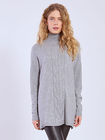 Πουλόβερ μακρύ με ανάγλυφη λεπτομέρεια WT7958.4527+2