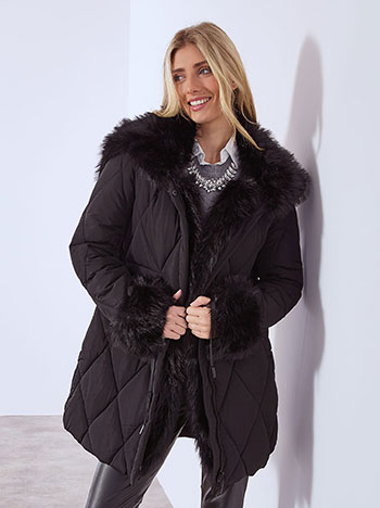 Μπουφάν με λεπτομέρειες γούνας WT7982.6339+1