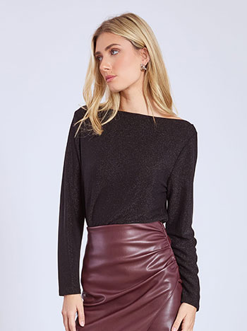 Μπλούζα μεταλλιζέ με ντραπέ λαιμόκοψη WT8011.4168+1