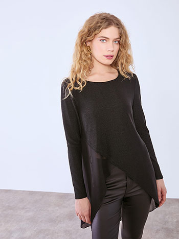 Μπλούζα μεταλλιζέ με ημιδιάφανο τελείωμα WT8011.4277+1