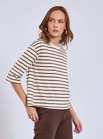 Μπλούζα ριγέ με τρία τέταρτα μανίκι WT8011.4351+3