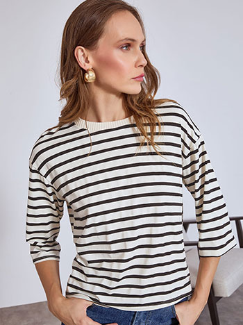 Μπλούζα ριγέ με τρία τέταρτα μανίκι WT8011.4351+1