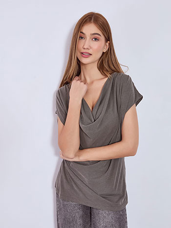 Μπλούζα με ντραπέ λαιμόκοψη WT8011.4629+4