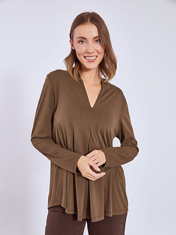 Μπλούζα μακρυμάνικη με πιέτα WT8011.4689+4