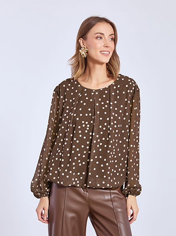 Μπλούζα πουά με πιέτες WT8011.4700+2