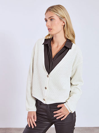 Ζακέτα crop μεταλλιζέ WT8011.5557+2