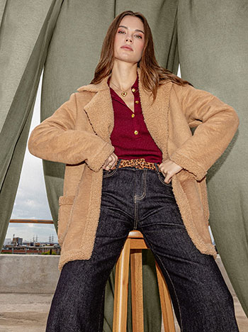 Παλτό με σουέντ οψη WT8011.7058+2