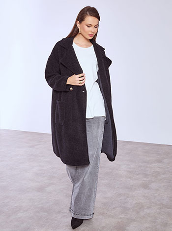 Παλτό χνουδωτό μονόχρωμο WT8011.7080+2 φωτογραφία