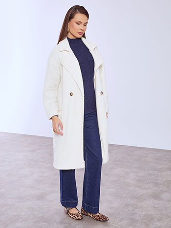 Παλτό χνουδωτό μονόχρωμο WT8011.7080+1 φωτογραφία