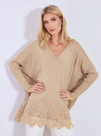 Πουλόβερ με δαντέλα στο τελείωμα WT874.4096+8