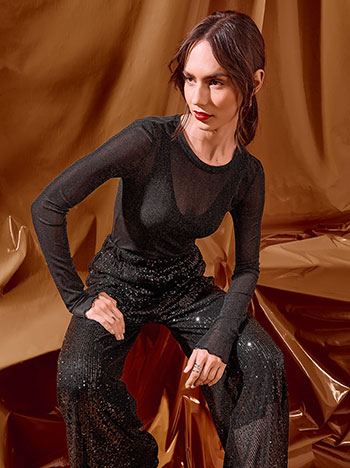 Μπλούζα μεταλλιζέ ημιδιάφανη WT874.4223+1