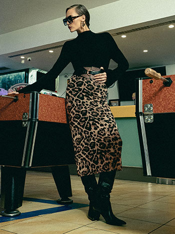 Φούστα λεοπάρ με τούλι WT9420.2303+2