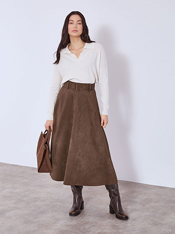 Φούστα μίντι με όψη σουέντ WT9420.2535+4