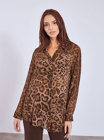 Πουκάμισο ημιδιάφανο με animal print WT9420.3504+1
