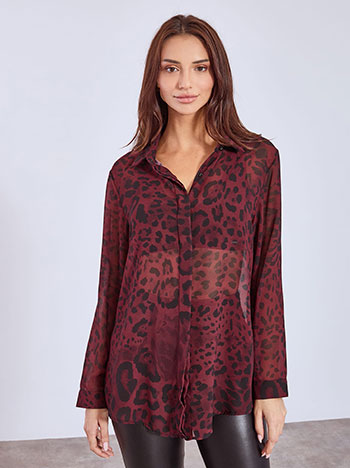 Πουκάμισο ημιδιάφανο με animal print WT9420.3504+2