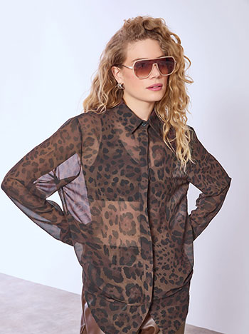 Πουκάμισο ημιδιάφανο με animal print WT9420.3504+3