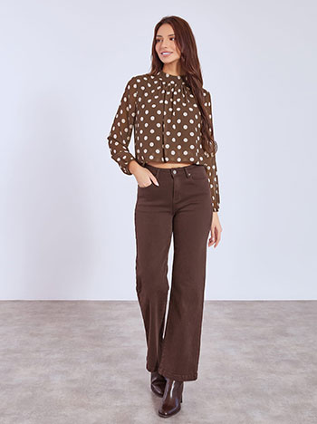 Μπλούζα πουά με ημιδιάφανα μανίκια WT9420.4191+4 φωτογραφία