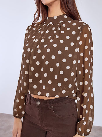 Μπλούζα πουά με ημιδιάφανα μανίκια WT9420.4191+4 φωτογραφία