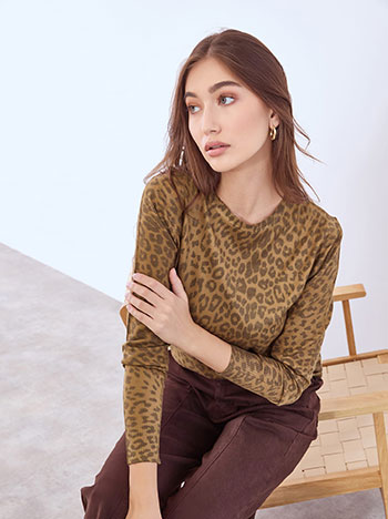 Μπλούζα πλεκτή λεοπάρ WT9844.4672+2