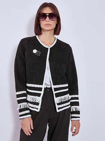 Ζακέτα με πέρλες και κρόσια WT9844.5834+2