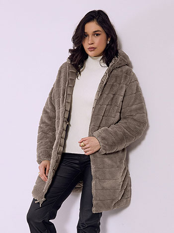 Celestino Γούνα διπλής όψης με κουκούλα WT9844.7133+2