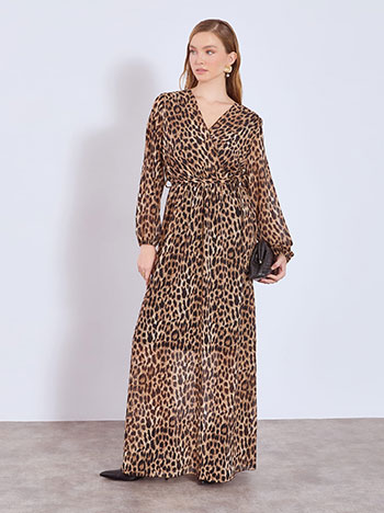 Φόρεμα λεοπάρ κρουαζέ μάξι WT9875.8044+1